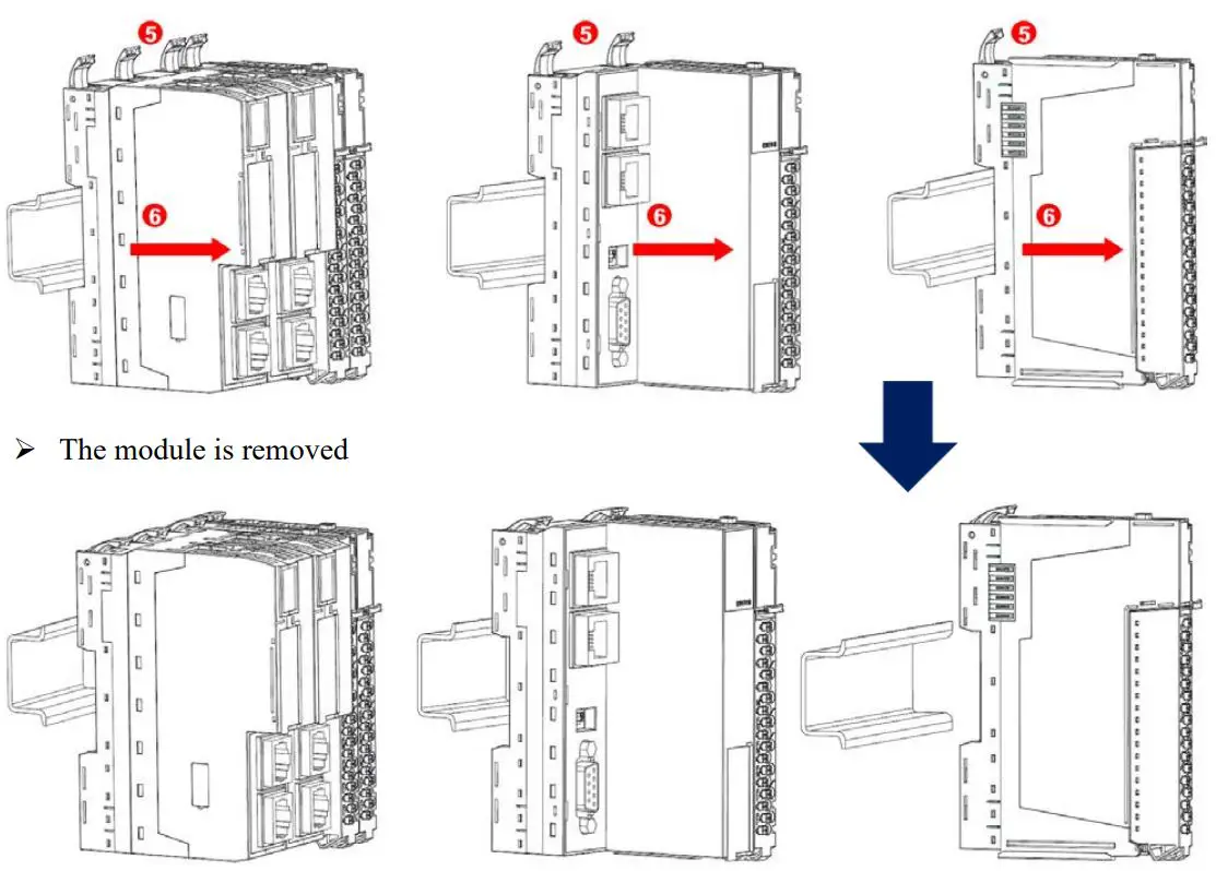 Beijer ELECTRONICS M Series Distributed Input or Output Modules User Guide - How to mount & dismount M-Series Modules on Din-Rail