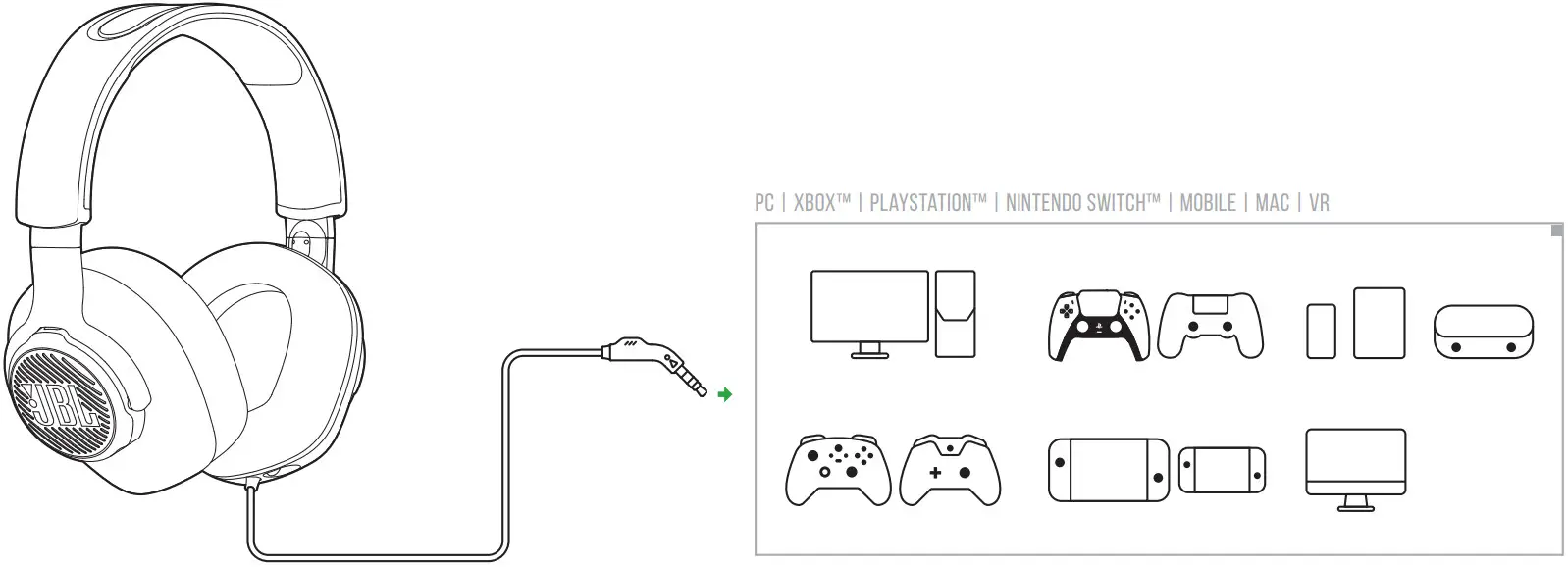 JBL QUANTUM 100X Console Wired Over Ear Gaming Headset - SETUP