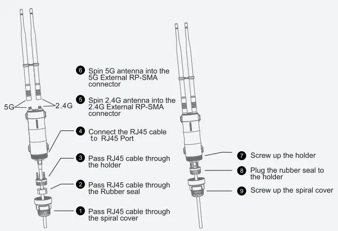 WAVLINK High Power Wi-Fi Outdoor AP Repeater Installation Guide - Assembly