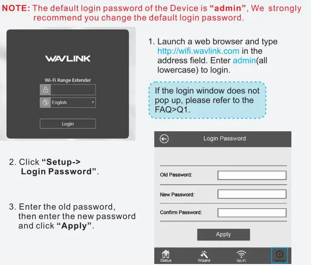 WAVLINK High Power Wi-Fi Outdoor AP Repeater Installation Guide - Change Login Password