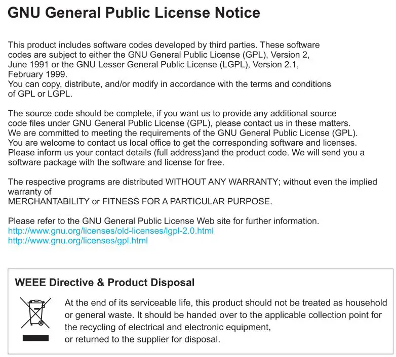 WAVLINK High Power Wi-Fi Outdoor AP Repeater Installation Guide - GNU General Public License Notice