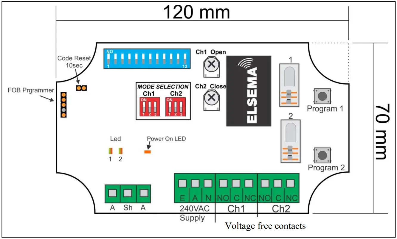 ELSEMA PCR43302240R 2-Channel 433MHz Receiver - 13