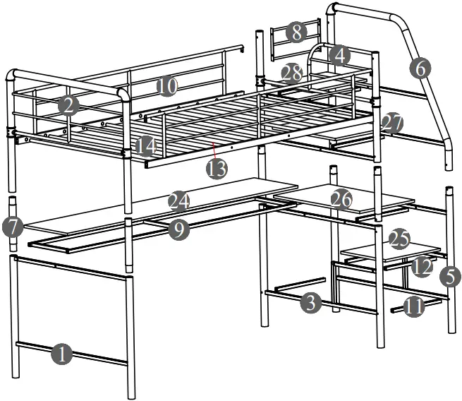 Merai Twin Over Full L-Shaped Bunk and Loft Bed C01