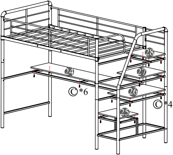 Merai Twin Over Full L-Shaped Bunk and Loft Bed step06