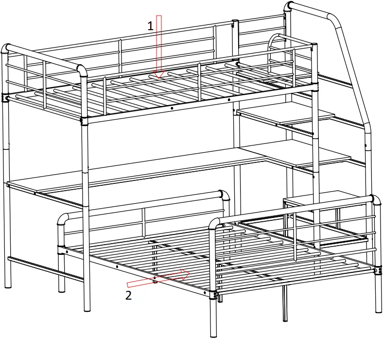 Merai Twin Over Full L-Shaped Bunk and Loft Bed