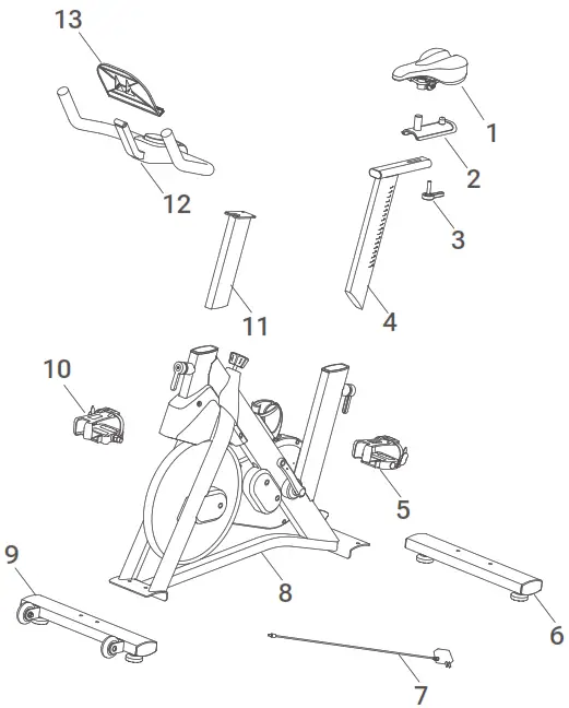 UREVO URSB005 Kardio T2S Spin Bike - PARTS LIST