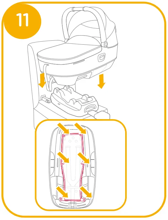 Attaching Lie-flat car cot to the Base