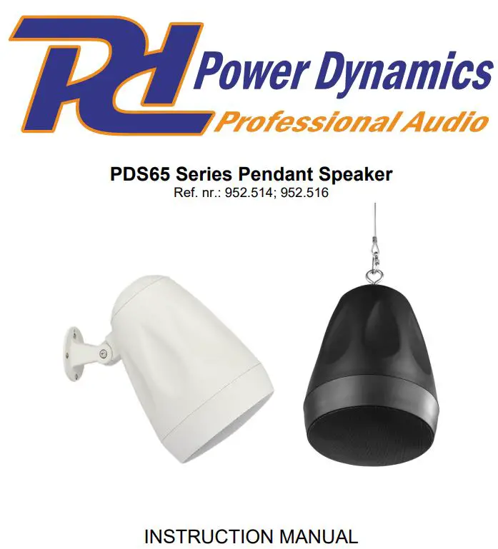 Power Dynamics PDS65 Series Pendant Speaker Instruction Manual