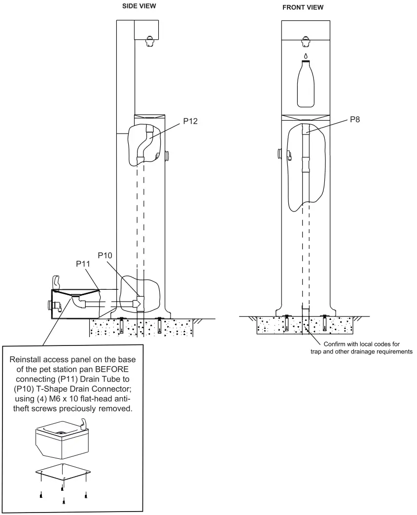 GLOBAL INDUSTRIAL 603606 Outdoor Bottle Filler with Pet Station Rotocast Granite Finish - FIGURE 12