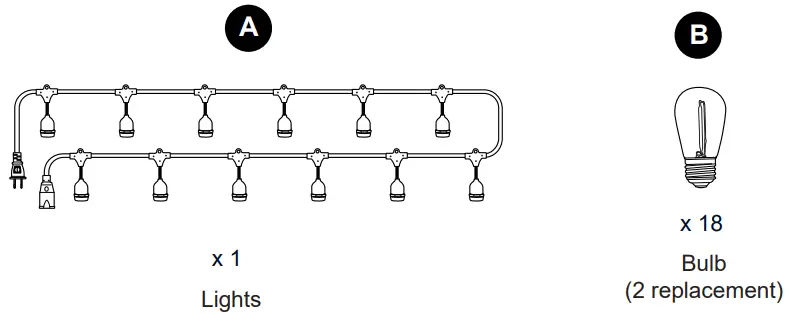 Harbor Breeze SLL48BK 48-ft 18-Light Plug-in White Outdoor LED Edison String Lights - Fig 1