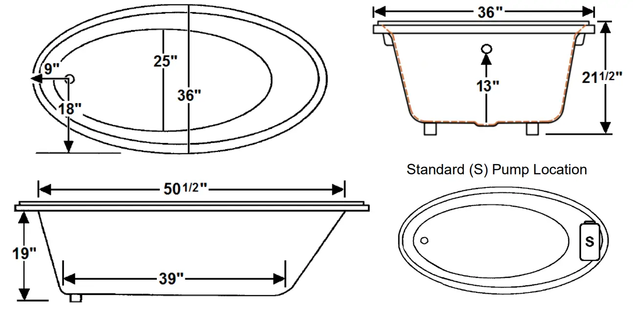 Laurel Mountain JARRETT 60 X 36 Inch Drop In Acrylic Combo Bath - fig