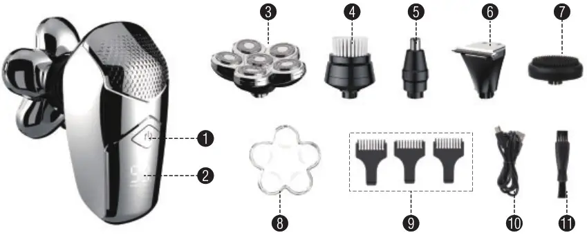 KIBIY MS 672 Cordless LED Bald Head Shaver - Figure 1