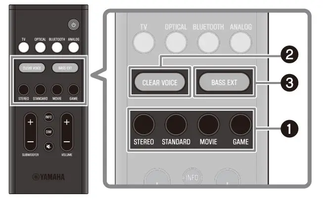 YAMAHA Sound Bar SR-C20A - Adjusting the sound to your preference
