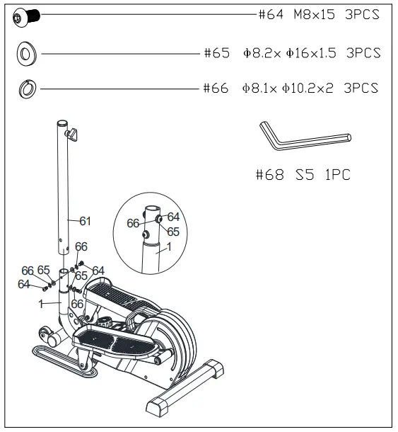 SUNNY SF-E3988 Magnetic Standing Elliptical with Handlebars - STEP 1