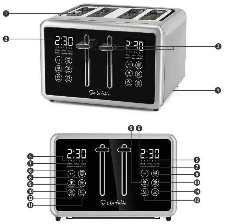 Sur La Table SLT 3209 4 Slice Touchscreen Toaster -TOASTER