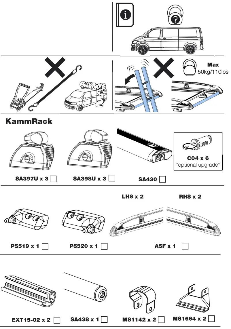 Rhino K501 KammRack Aluminium Rack - Figure 1