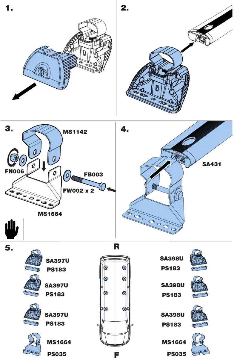 Rhino K501 KammRack Aluminium Rack - Fitting Kit 1