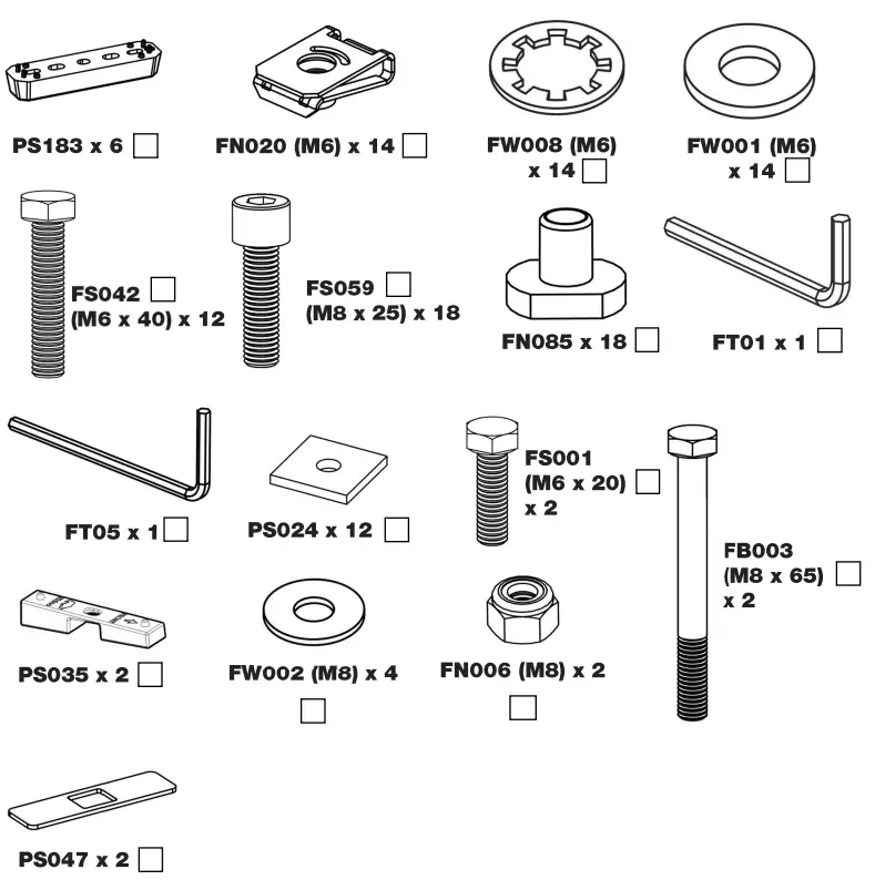 Rhino K501 KammRack Aluminium Rack - Fitting Kit
