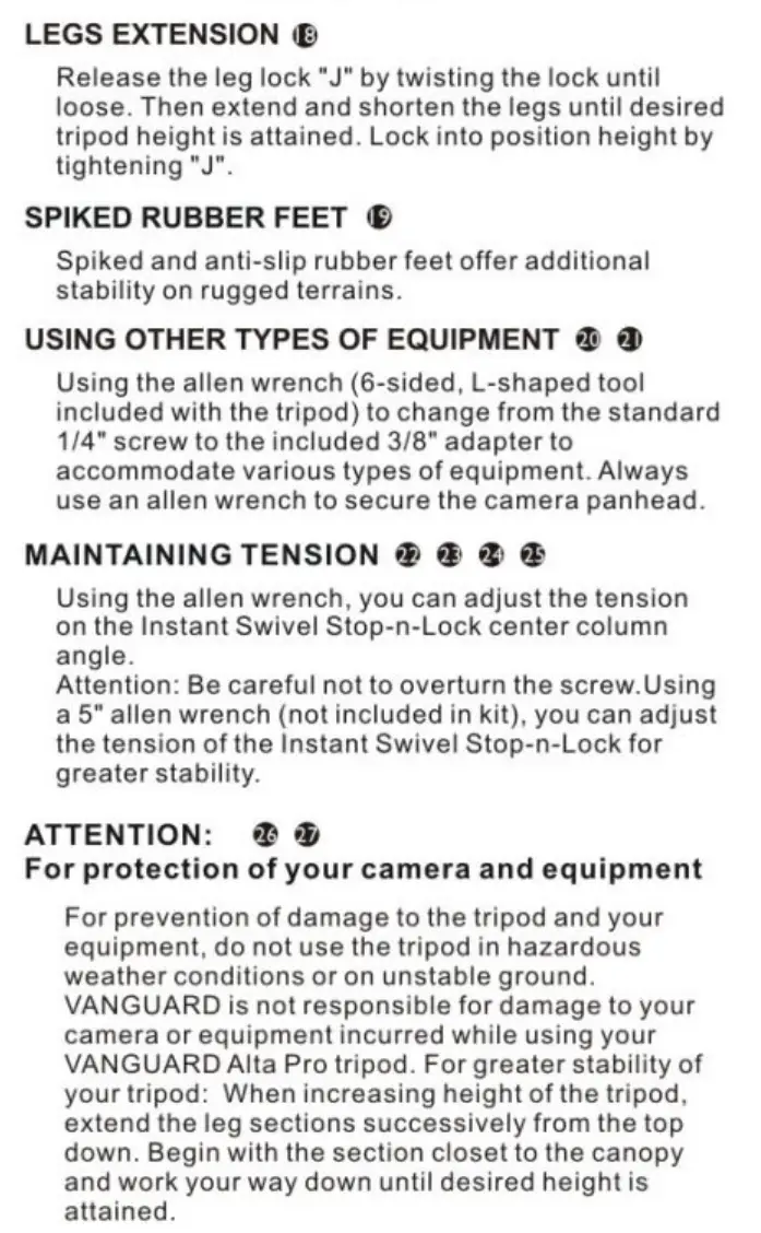 Vanguard Alta Series - Description 2