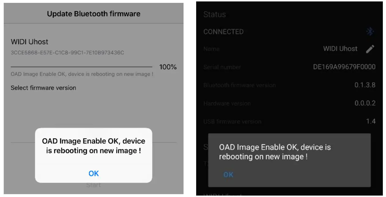 CME V06 WIDI App - After the Bluetooth firmware is updated