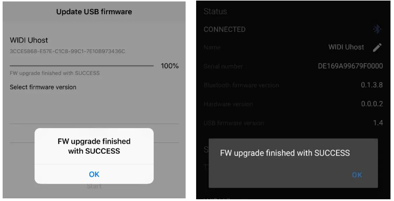 CME V06 WIDI App - After the USB firmware is updated