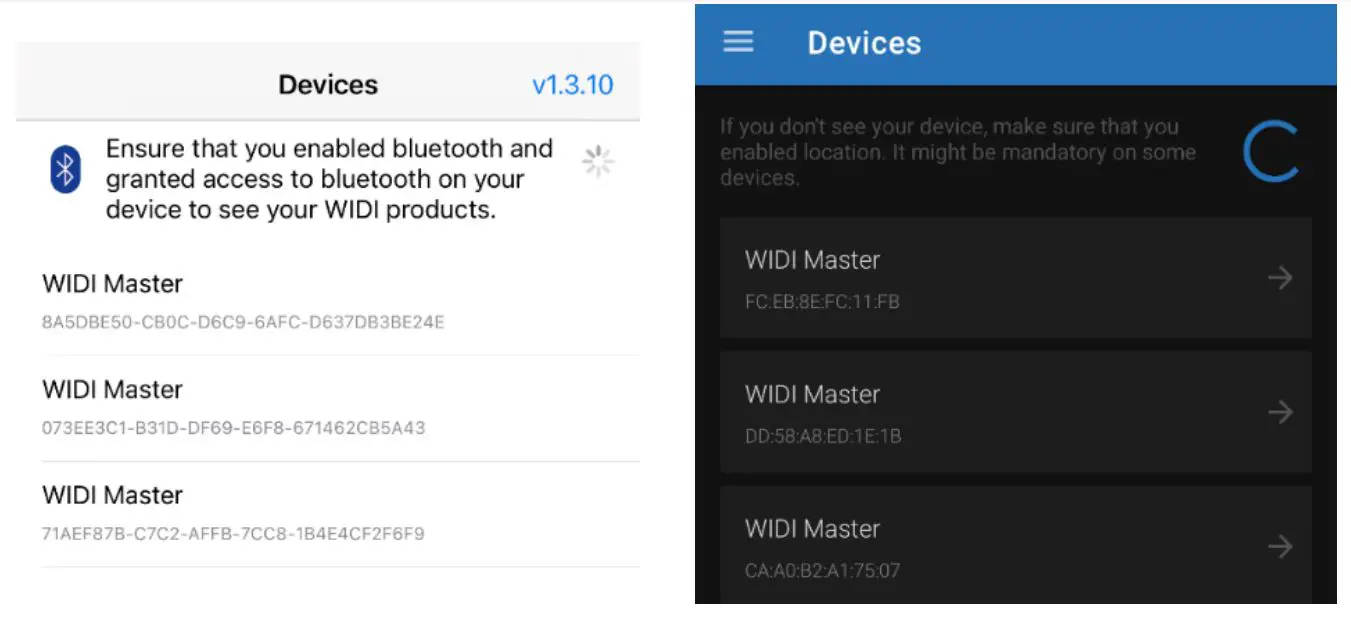 CME V06 WIDI App - Turn on the power of all WIDI devices