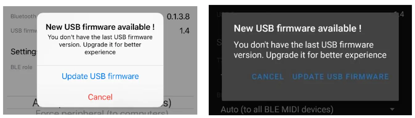 CME V06 WIDI App - USB firmware upgrade prompt
