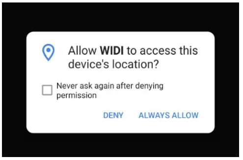 CME V06 WIDI App - allow widi to access this devices location