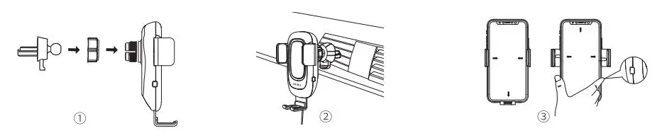CHOETECH T542-S Fast Wireless Car Charger User Manual - Installation of Air Vent Mount