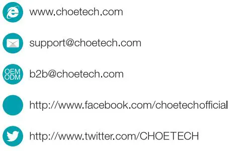 CHOETECH T542-S Fast Wireless Car Charger User Manual - Social Media