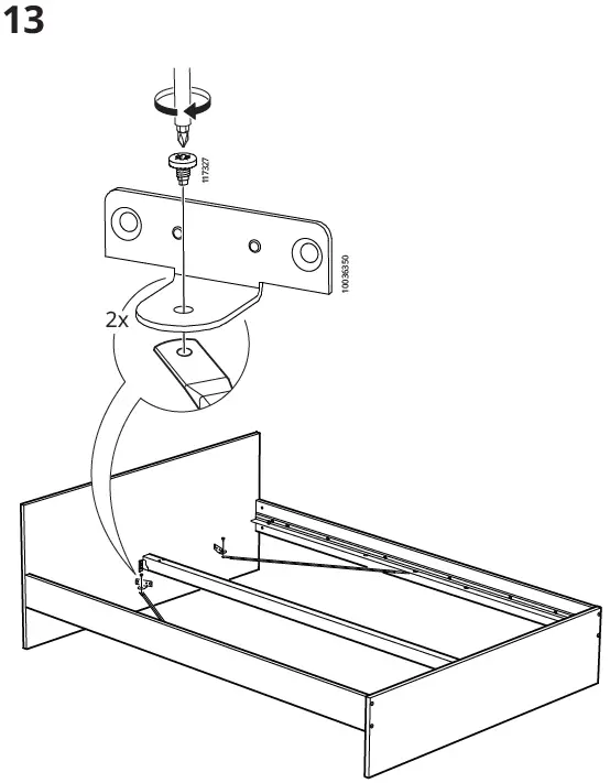 IKEA GURSKEN Bed Frame with Headboard Light Beige 11
