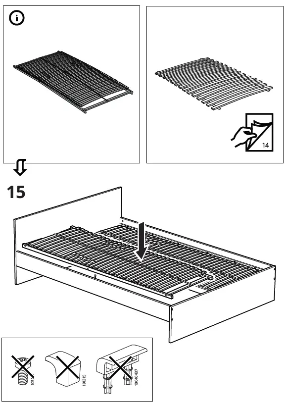 IKEA GURSKEN Bed Frame with Headboard Light Beige 13