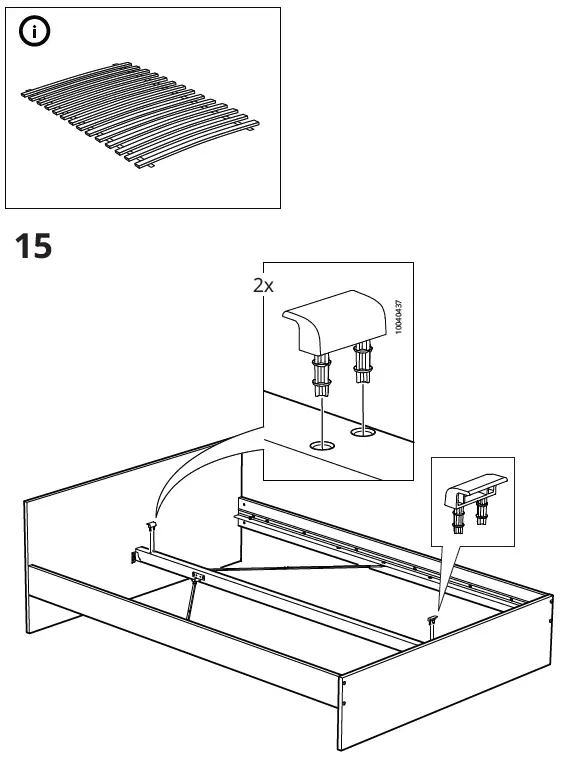 IKEA GURSKEN Bed Frame with Headboard Light Beige 14