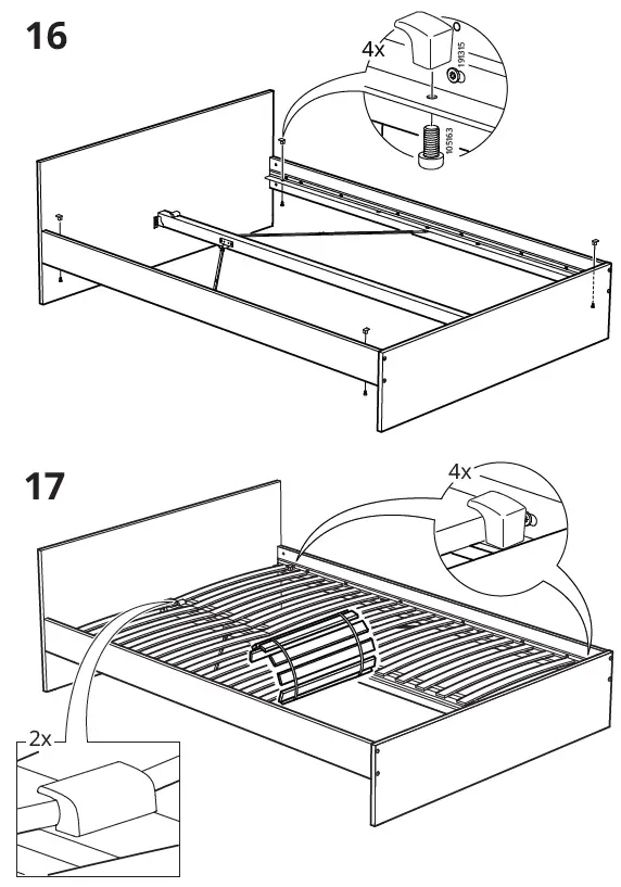 IKEA GURSKEN Bed Frame with Headboard Light Beige 15