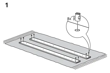 IKEA GURSKEN Bed Frame with Headboard Light Beige 4