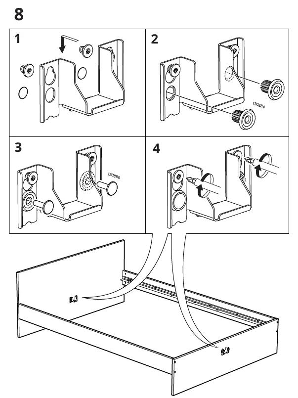 IKEA GURSKEN Bed Frame with Headboard Light Beige 8