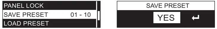 SAVE PRESET