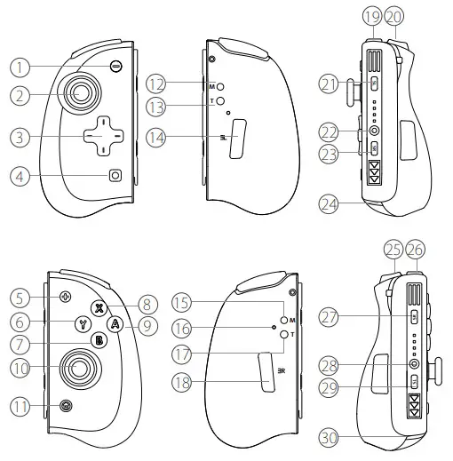 Shenzhen Hailu Technology YS37 1 Wireless Controller - Button Layout