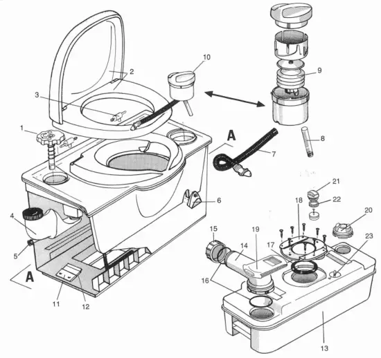THETFORD C4 Bench Cassette Toilet - 6