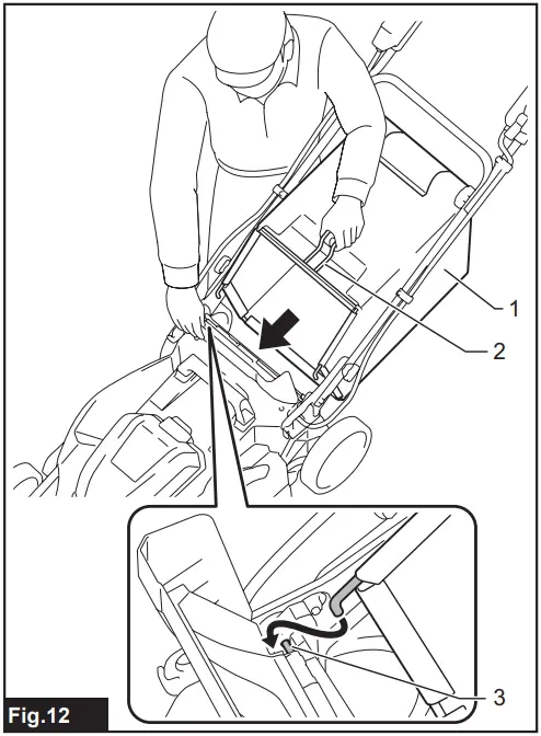 Installing or removing the grass basket
