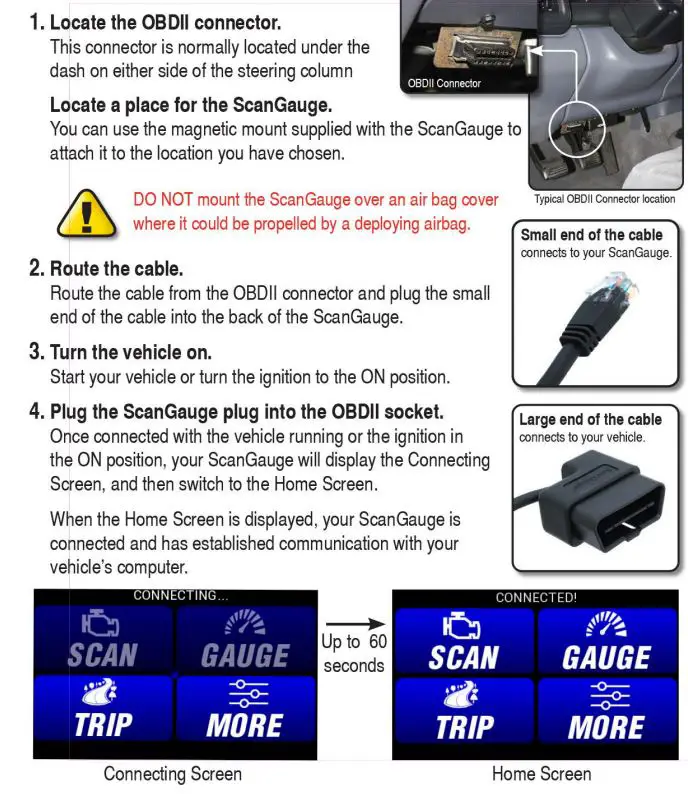 ScanGauge III Advanced Ultra Compact OBDII Vehicle Monitor User Guide - Quick Start Installation