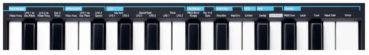 novation Bass Station II keyboard - On-Key functions