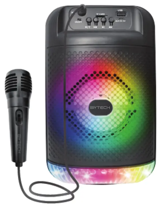 BYTECH BY AU BS 153 BK Karaoke Glow Color Changing Wireless Speaker