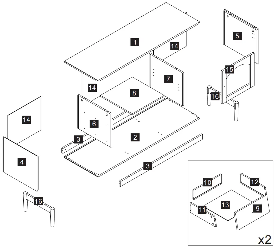 THE HOME DEPOT SW-DSG-GR-18 Gray Modern TV Stand - fig1
