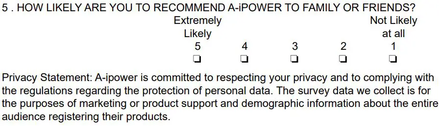 A-iPower AP5000 5000W REV00 Portable Generator Owner's Manual - Customer Information