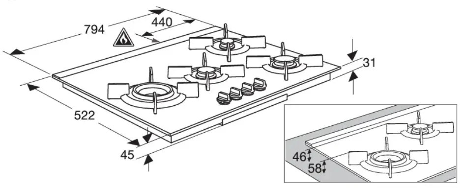 ASKO HG1825AB Gas Hob - Built in 1
