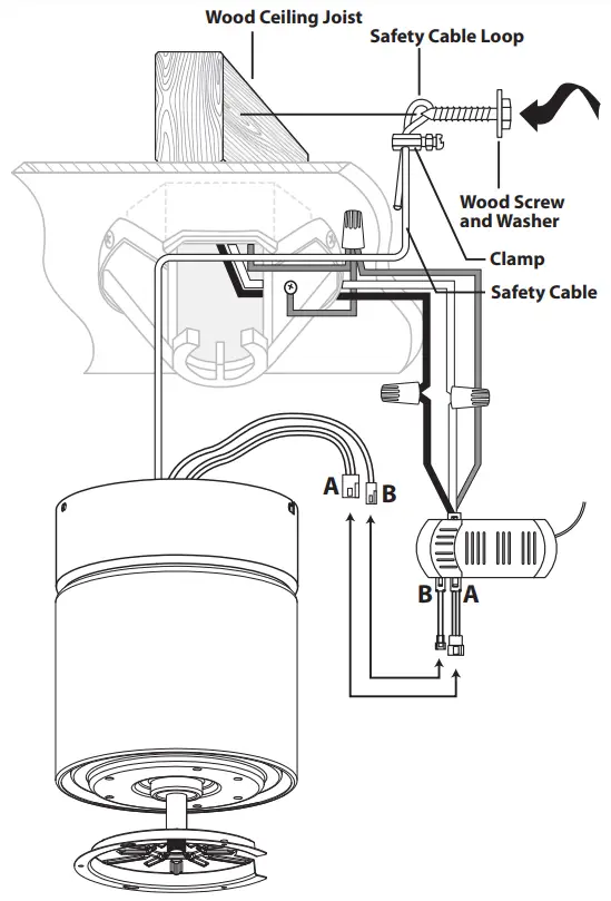 FORNO CF00200 Series Voice Activated Ceiling Fan - Wood Ceiling Joist