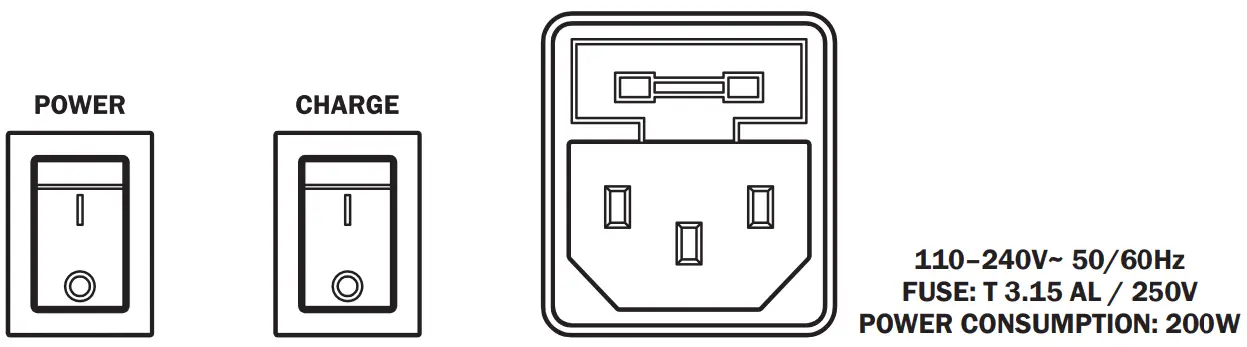 Power Switch - Charging Switch - Mains Connection