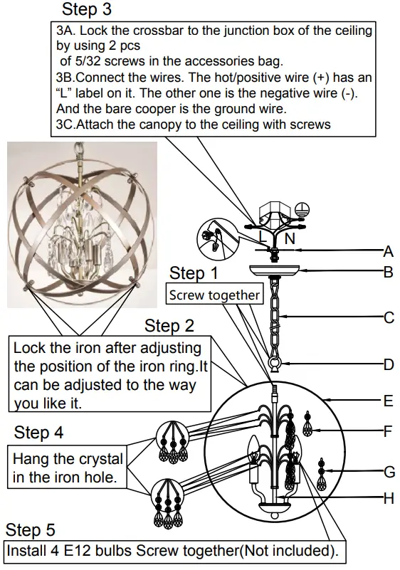 4-MODERN-HOME-MX19026-4-P-4-Light-Champagne-Gold-Unique-Statement-Globe-Chandelier-fig-1