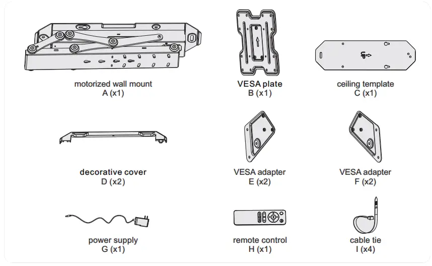 KIMEX 018-7044 Remote Control Motorized TV Ceiling Mount - Fig 2